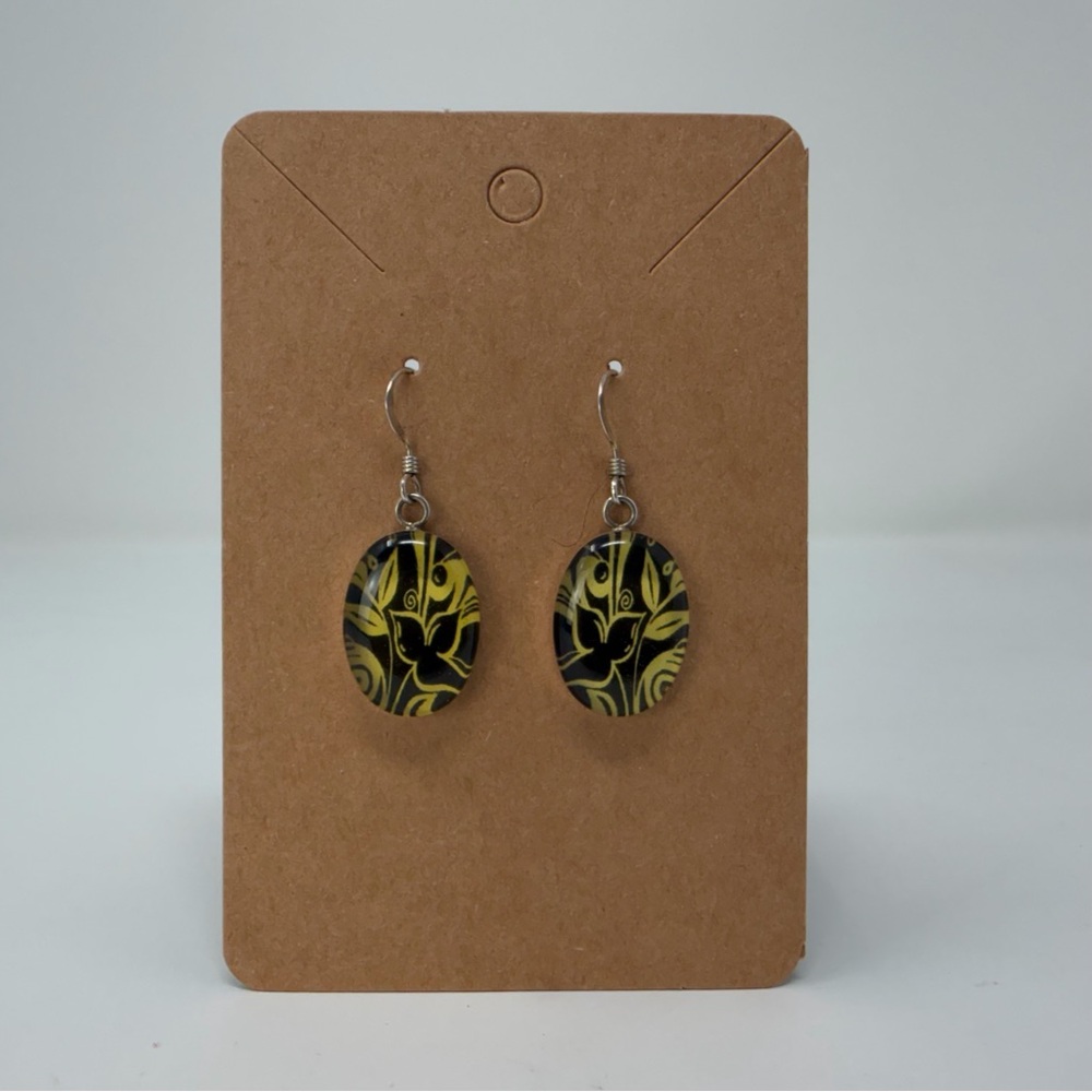 Elegant Black and Yellow Silver 925 Earrings